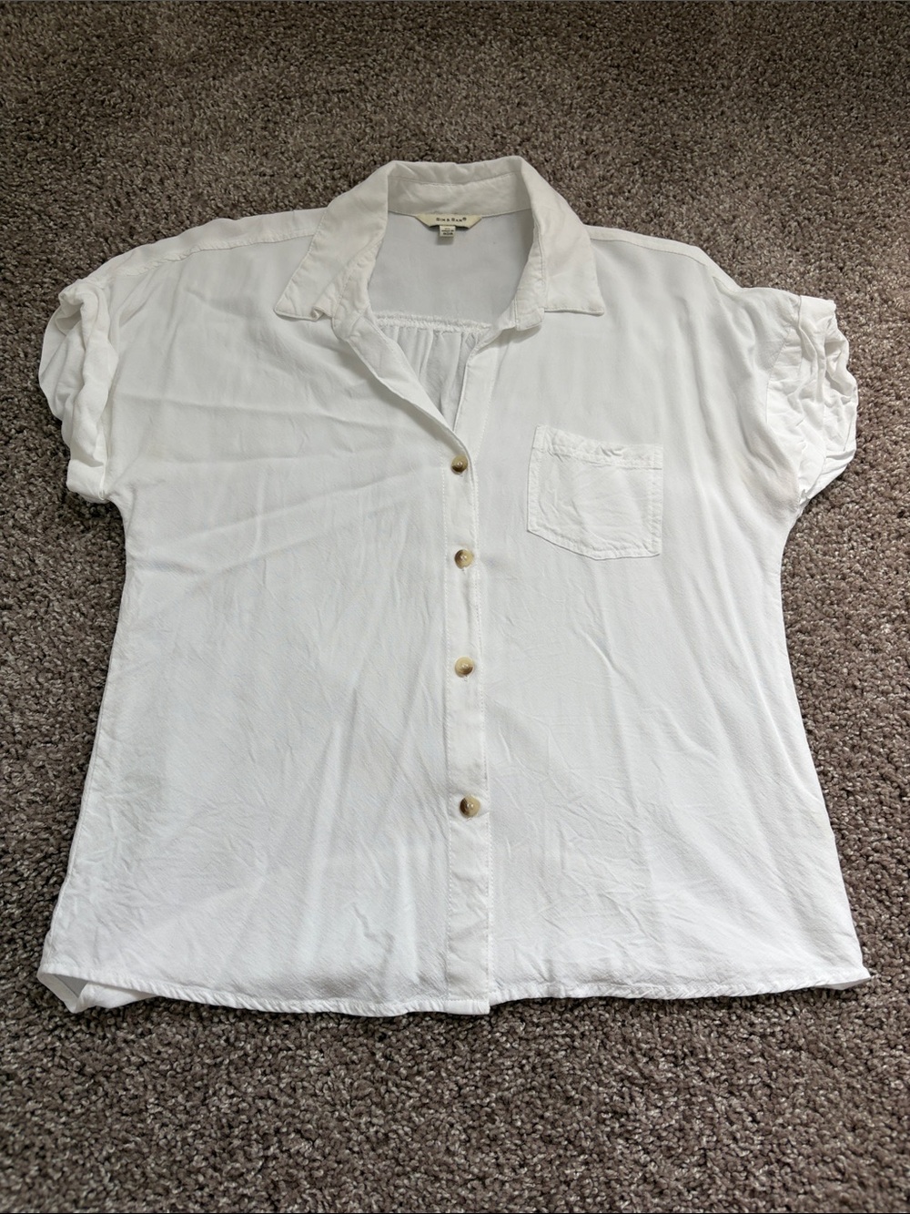 White One Pocket Button Up Shirt